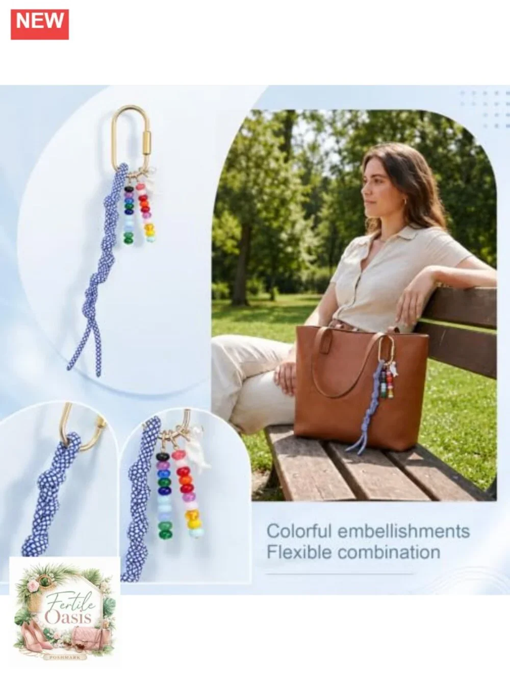 Beaded Rope Braided Keychain Bag Charms Handbag Accessory Fish Pendant